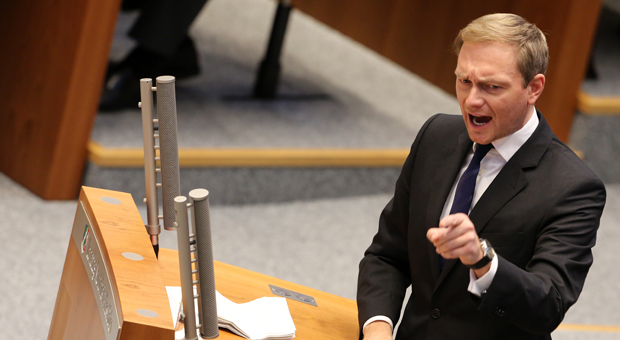 FPD-Chef Christian Lindner bei seiner umstrittenen Wutrede im Landtag in NRW.