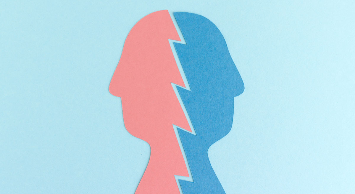 Eine Grafik von zwei Profilen, die zusammen ein Gesicht ergeben