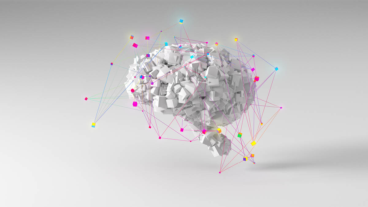 Illustration eines Gehirns mit Vernetzungen