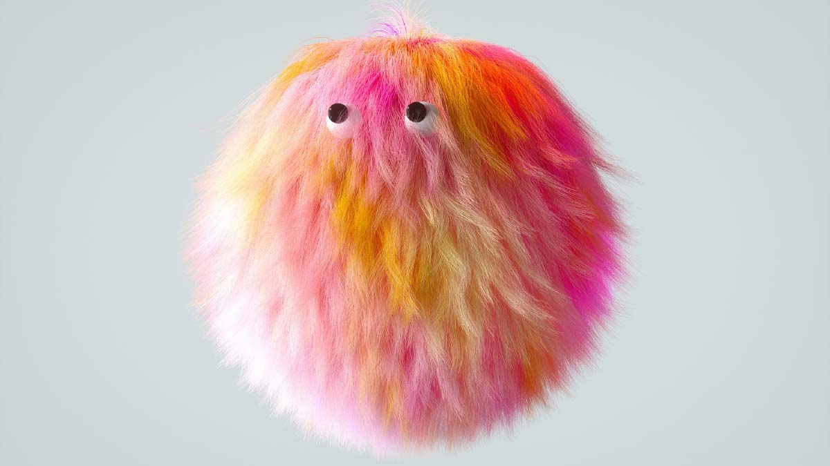 Ein Flauschiger Plüschball mit Augen