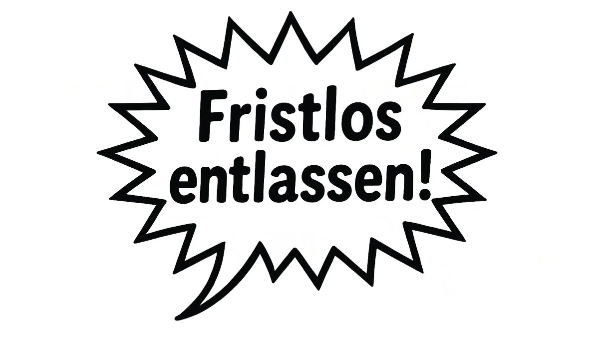 Eine Sprechblase in der steht: Fristlos entlassen!