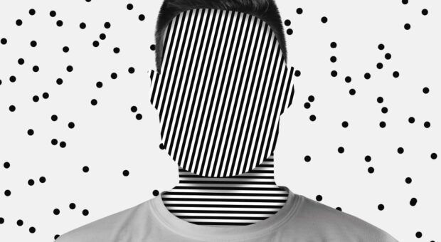 Graphische Darstellung einer Person, deren Gesicht unkenntlich gemacht wurde.